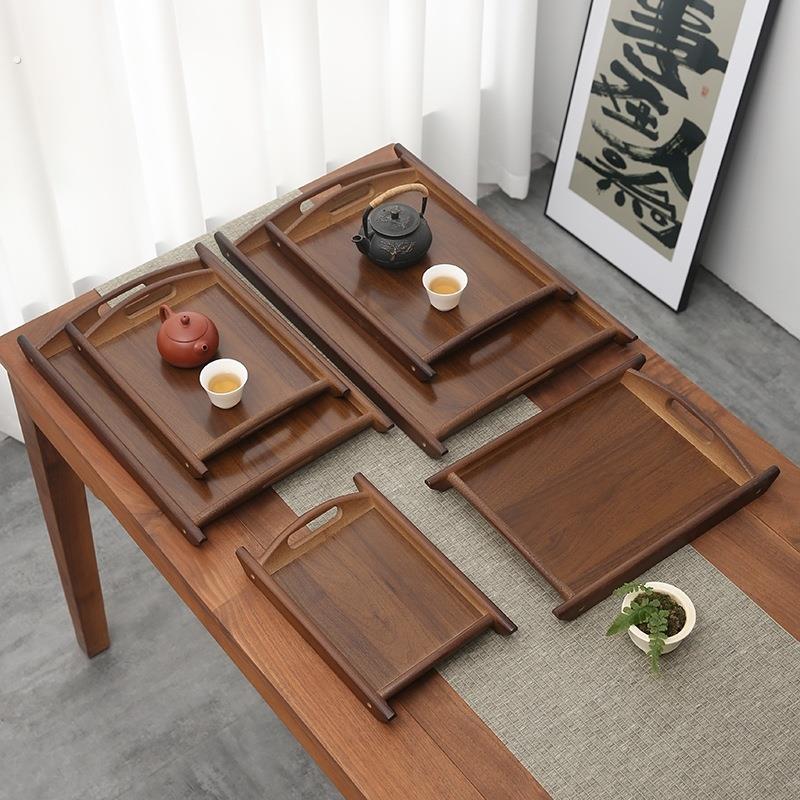 家用咖啡杯收纳托盘木质长方形放茶杯盘咖啡器具托盘高级竹制餐盘