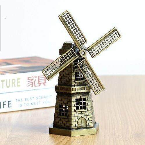 荷兰旋转风车摆件书柜酒柜客厅书房桌面童趣装饰工艺品