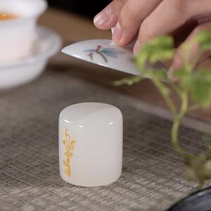 高档雕刻玉石盖置壶盖托茶宠摆件盖碗托茶桌功夫茶具配件茶道零配