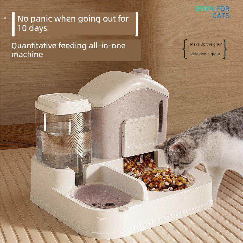猫碗、猫食碗、冰屋自动喂饮水器、防撞一体宠物猫狗饭碗、双碗