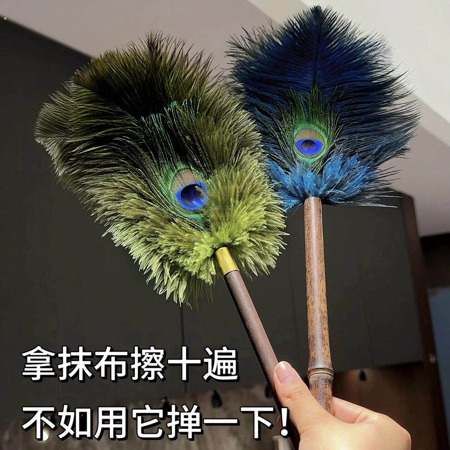 鸵飞飞毛掸子除尘孔雀毛掸防静电不掉毛擦玻璃抹布家居装饰品摆件