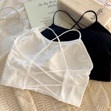 美背内衣2024新款爆款夏季薄款学生初中女生背心交叉一体镂空文胸