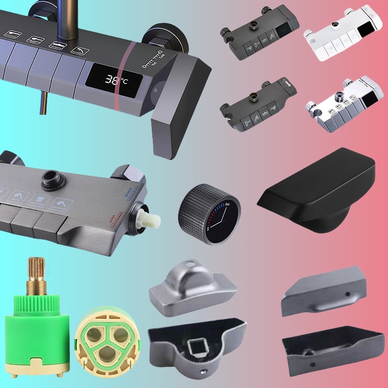 钢琴按键花洒开关冷热侧开淋浴手柄阀芯主体维修更换工具配件大全