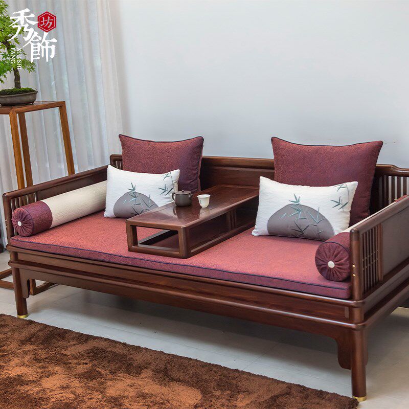 古典罗汉床坐垫五件套中式红木沙发座垫高弹厚海绵垫子乳胶棕定制