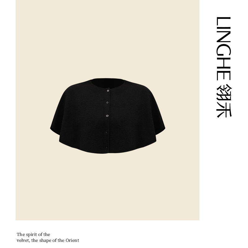 翎禾LINGHE-秋冬季优雅羊绒针织斗篷