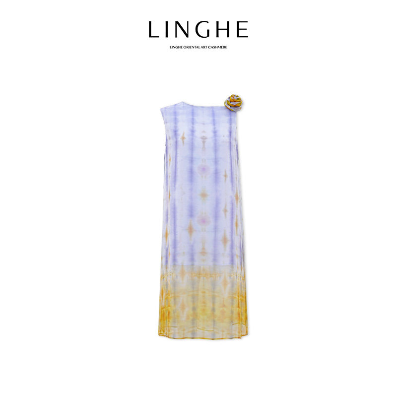 翎禾LINGHE-「半页诗」蚕丝无袖连衣裙夏季无袖设计师渐