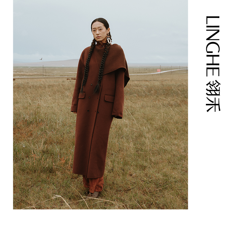 翎禾LINGHE-「梧桐旧叙」羊绒领双面呢大衣