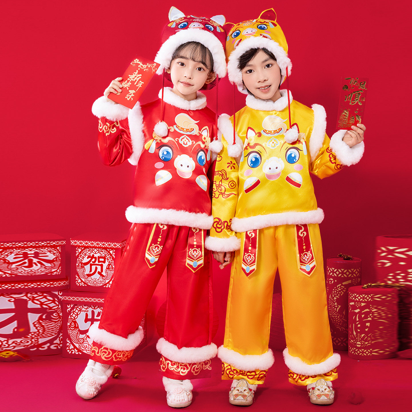 中国风儿童拜年服演出服新年舞蹈
