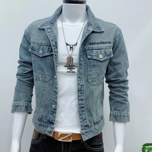 牛仔潮流个性 时尚 蓝色水洗牛仔外套高级感夹克 修身 男人帮888韩版