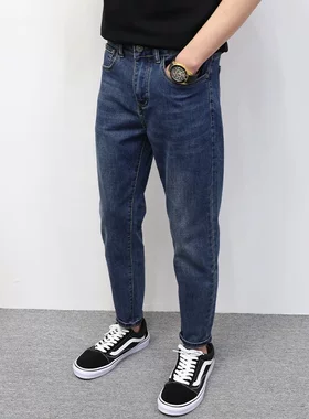 叁万潮流男装牛仔裤弹力修身小脚