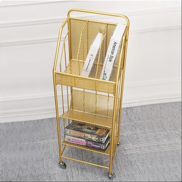 需定制北欧实木书报架铁艺书架落地桌面小置物架收纳简约杂志架报