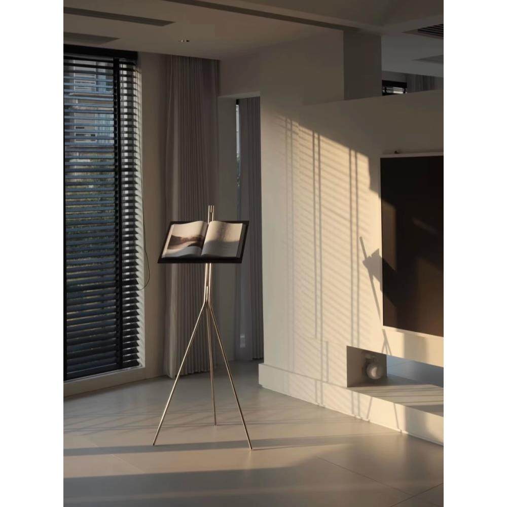 需定制中古仓mooore书报架架展示琴谱不锈钢极简杂志架菜谱架书架