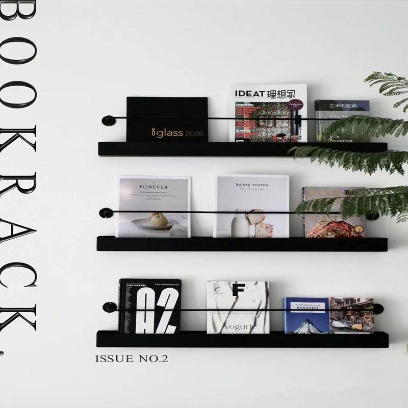 需定制北欧铁艺一字壁挂隔板简约创意书报架书架报刊架装饰杂志置