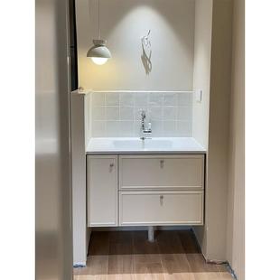 覆古风奶油法式 浴室柜可定制岩板无缝陶瓷一体盆实木烤漆川奈卫浴