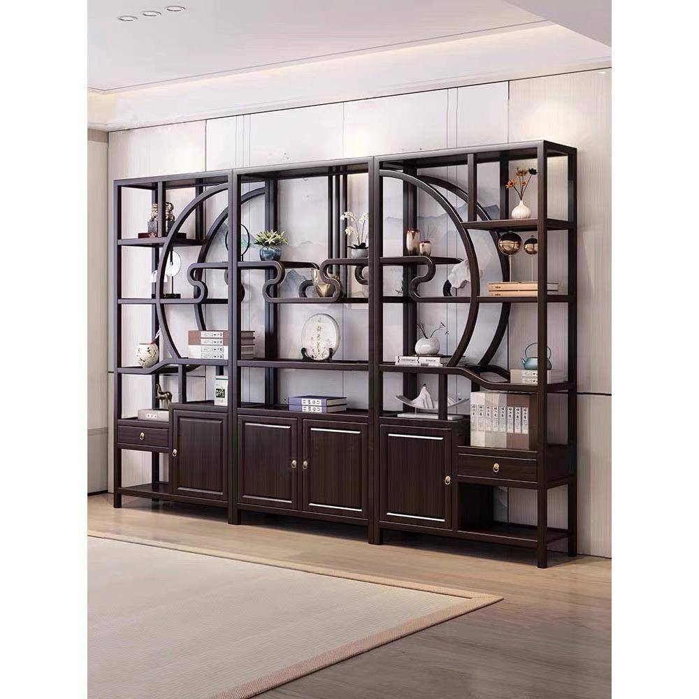 需定制黑檀实木新中式博古架多宝阁客厅隔断书架落地置物架茶叶架