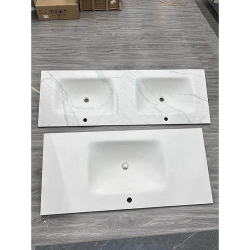 板岩热弯一体化面盆浴室柜组合台面单、双面盆洗脸盆定制