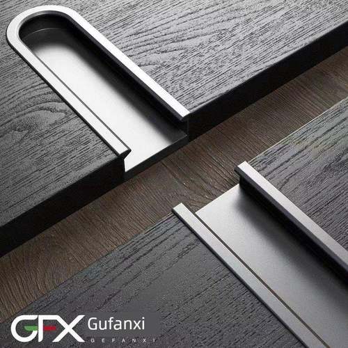 柜门U型暗拉手隐形意式简约开槽隐藏内嵌式抽屉橱柜子衣柜小拉手