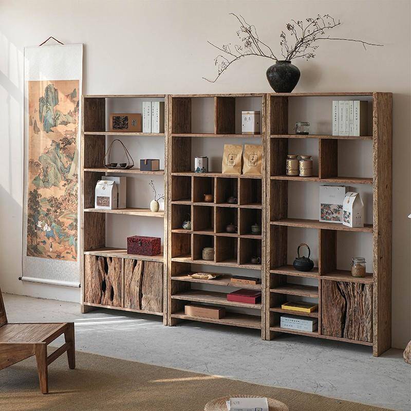 需定制老榆木博古架茶具多宝阁实木置物架茶叶茶杯展示柜落地书柜