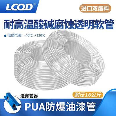 PUA高压双层防爆喷油漆管耐酸碱腐蚀PU尼龙透明高温8mm气管软管10