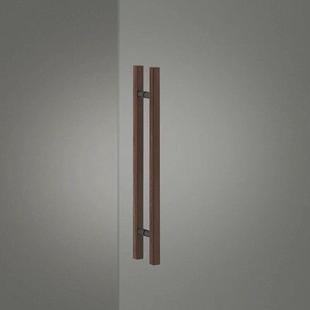 玻璃门实木拉手极简不锈钢铝合金移拉门原木胡桃木黑色对装 把手