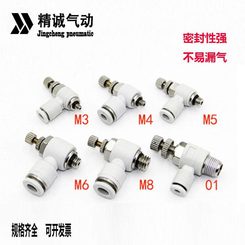 PSL接头气动气管快速接头节流阀调速阀SL4/6/8/10/12-M5- 01- 02