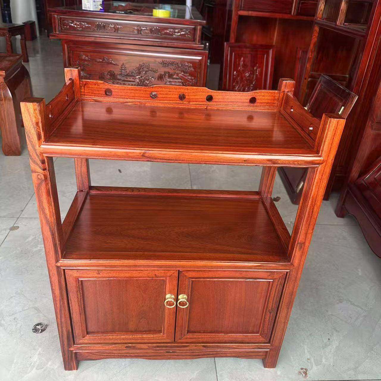 需定制新中式茶水柜茶台边柜实木茶叶柜餐边柜储物柜博古架酒水柜