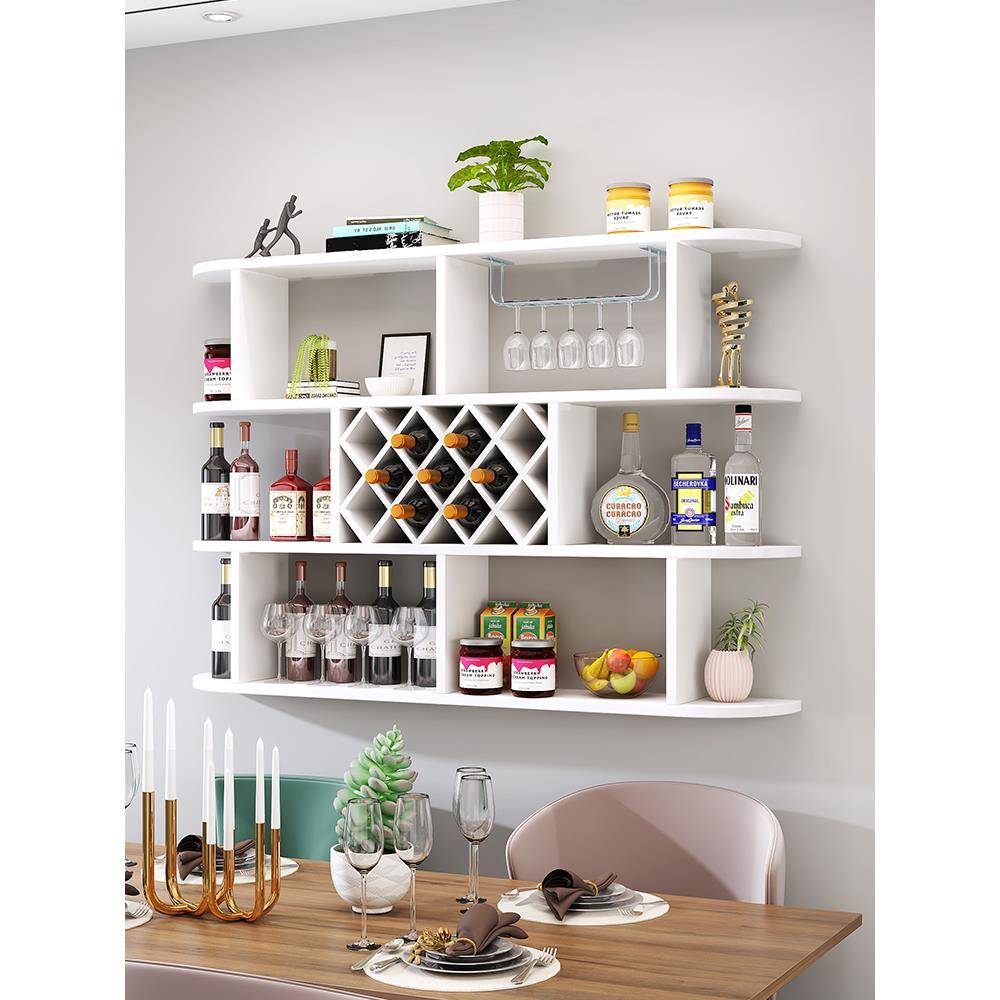 需定制简约壁挂酒柜置物架酒架挂墙红酒收纳架餐厅菱形酒格架悬挂