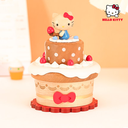 森活木趣木质音乐盒八音盒可旋转HelloKitty女孩女生儿童生日礼物