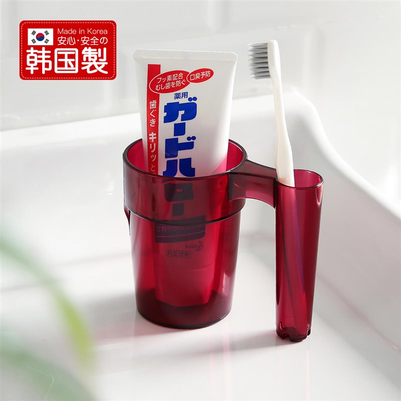 韩国进口家用漱口杯套装情侣刷牙杯子把柄创意结婚红色牙刷杯牙缸