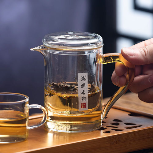 泡茶杯玻璃过滤内胆耐高温泡茶壶绿茶滤茶器红茶泡专用茶具三件杯