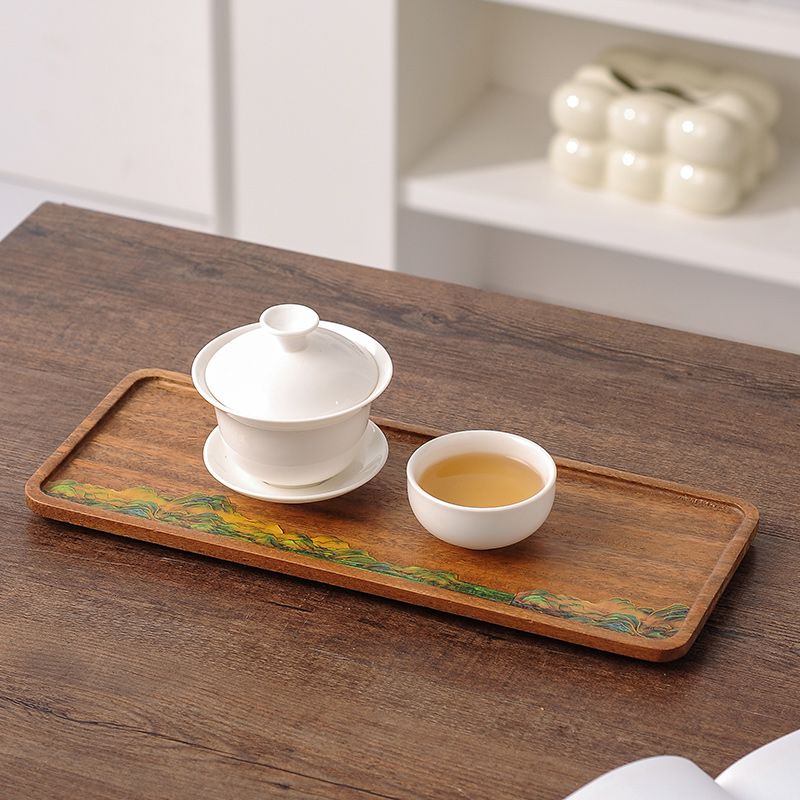 胡桃木托盘点心盘子木制茶杯盘长方形摆盘家用客厅茶几实木水果盘