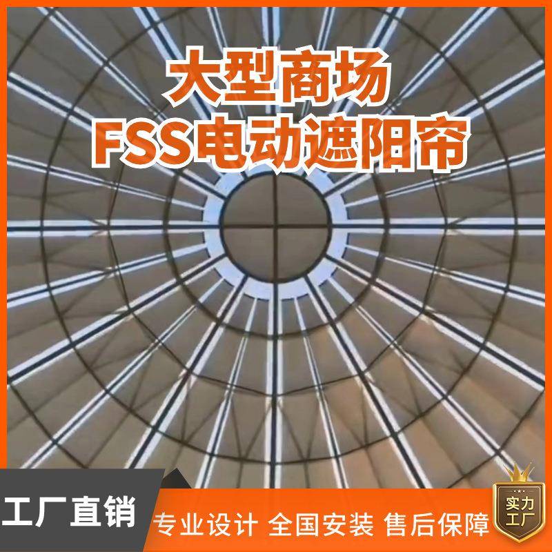 大型商场圆顶异型玻璃顶阳光房FSS遮阳帘FCS电动遥控FTS天棚