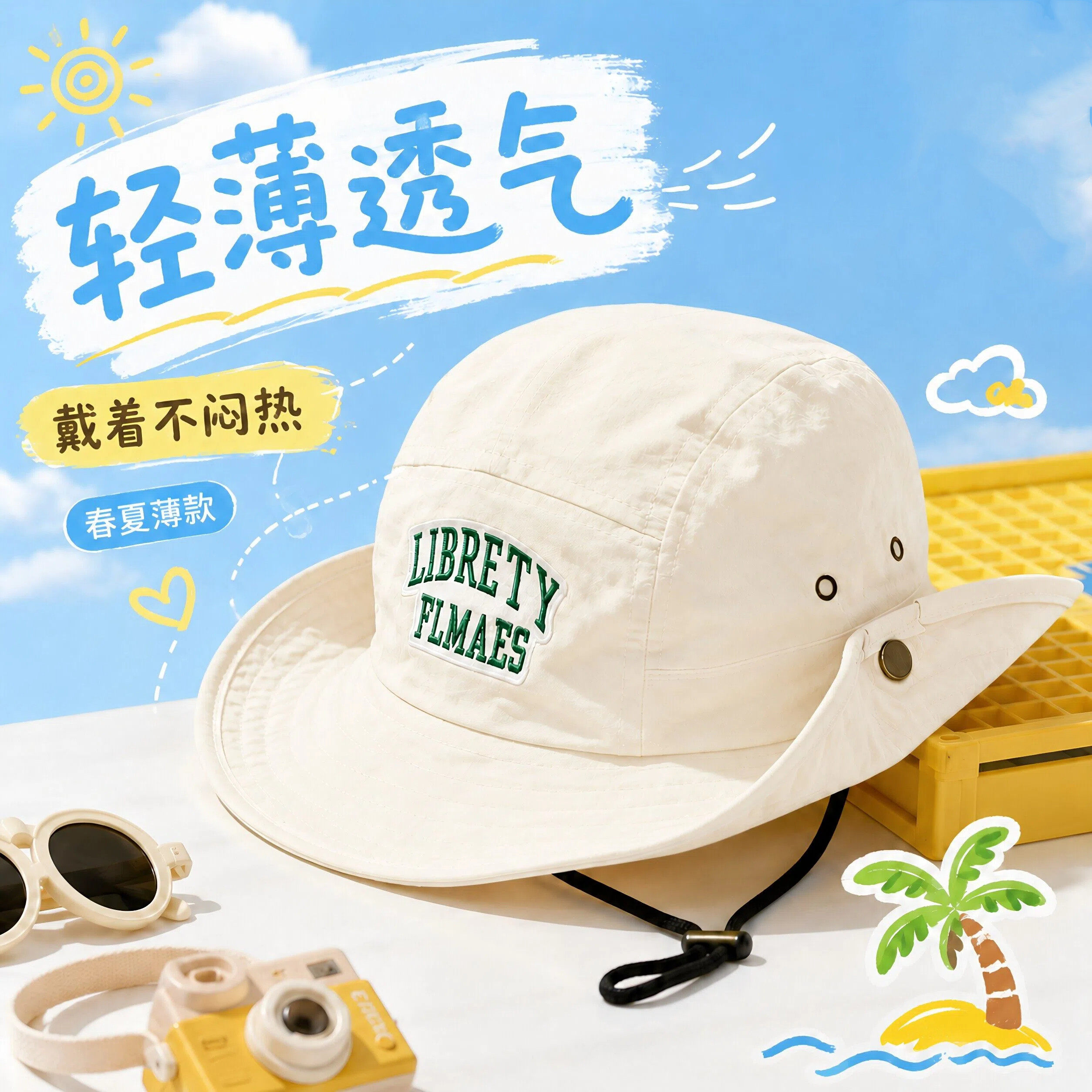 儿童春夏薄款速干防晒渔夫帽