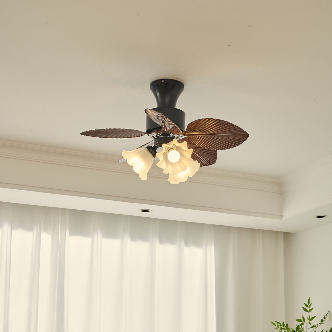 谷甸法式中古铃兰碟影复古风扇灯卧室餐厅书房静音电扇一体短吊灯,家装灯饰光源,卧室/书房吊灯,淘宝优惠券,粉丝福利购,淘宝优惠卷