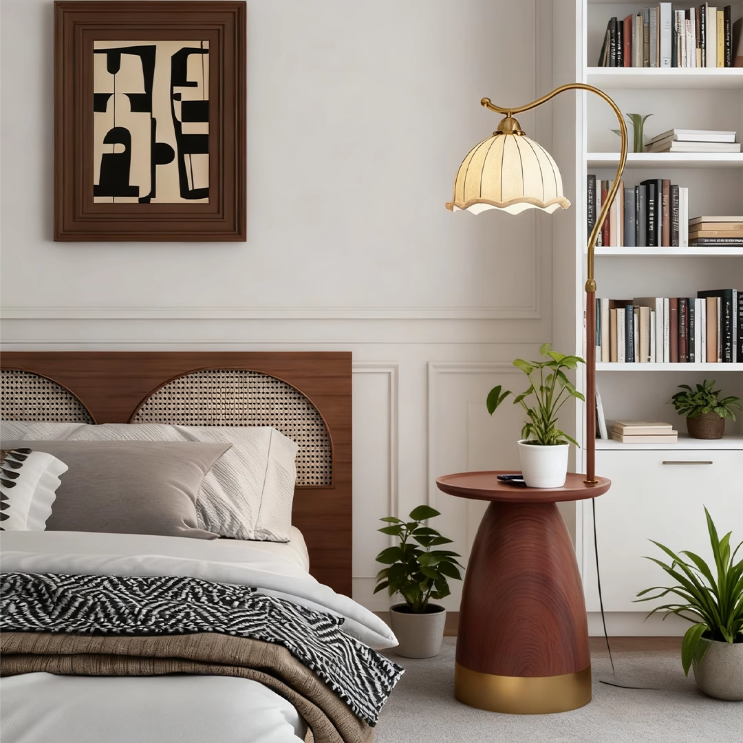 谷甸法式花朵置物架一体落地灯