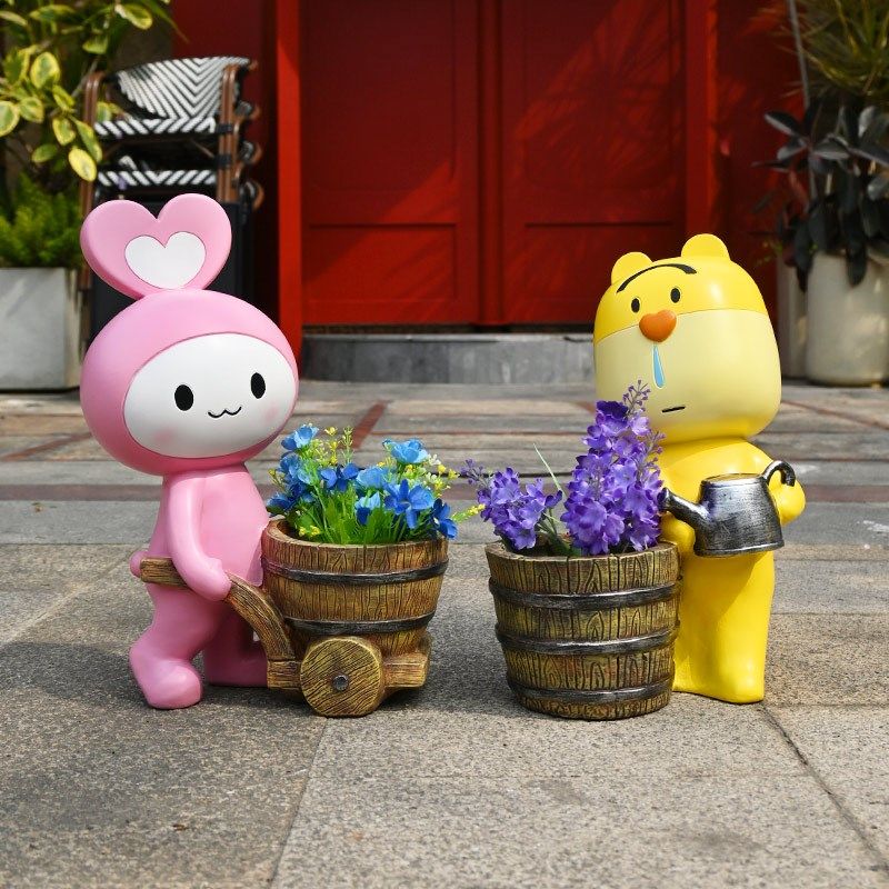 户外大型网红玻璃钢雕塑创意花园庭院幼儿园落地心心兔花缸装饰品,家居饰品,户外/庭院摆件,淘宝优惠券,粉丝福利购,淘宝优惠卷