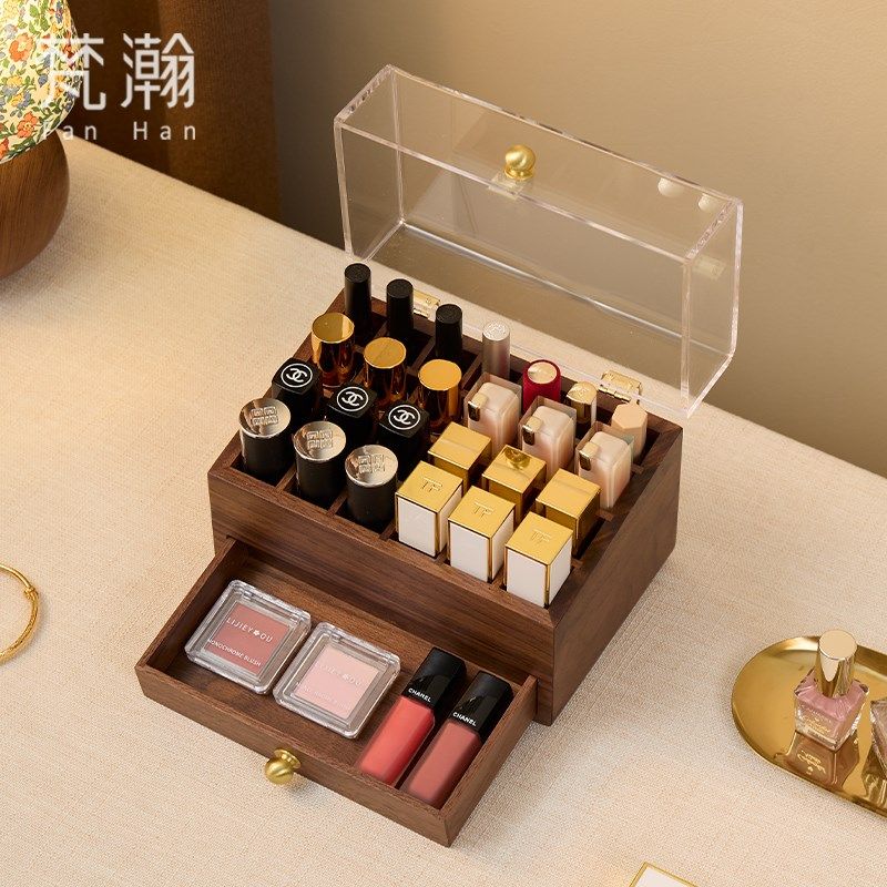 梵瀚 口红收纳盒尘抽屉黑胡桃木粉饼眼影唇釉盒,收纳整理,口红收纳包/盒/袋,淘宝优惠券,粉丝福利购,淘宝优惠卷