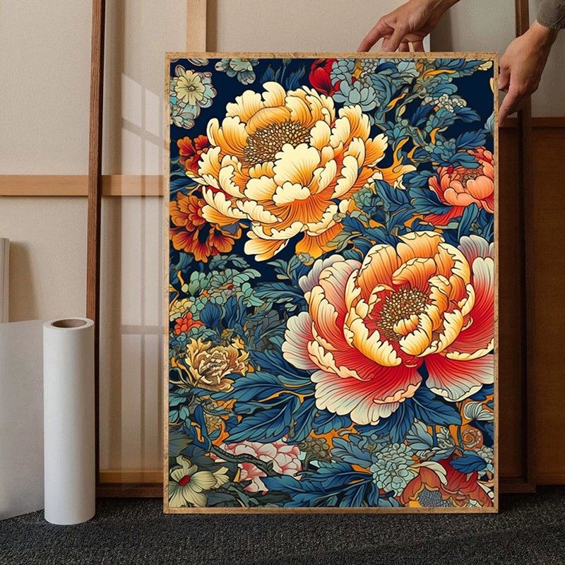 牡丹花卉钻石画花开富贵十字绣点贴钻石贴画满钻