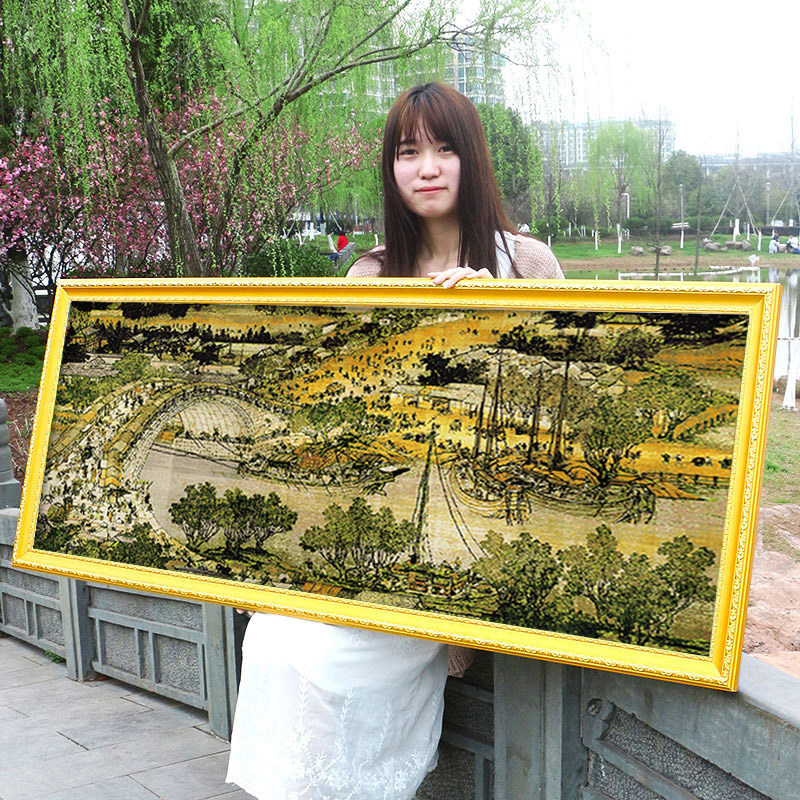 清明上河图全景满绣手工刺绣打发时间十字绣绣名画