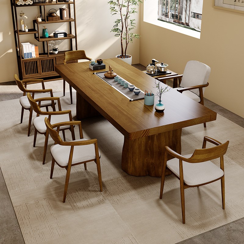 全实木茶桌椅组合简约现代大板茶台客厅家用原木茶几阳台泡茶桌