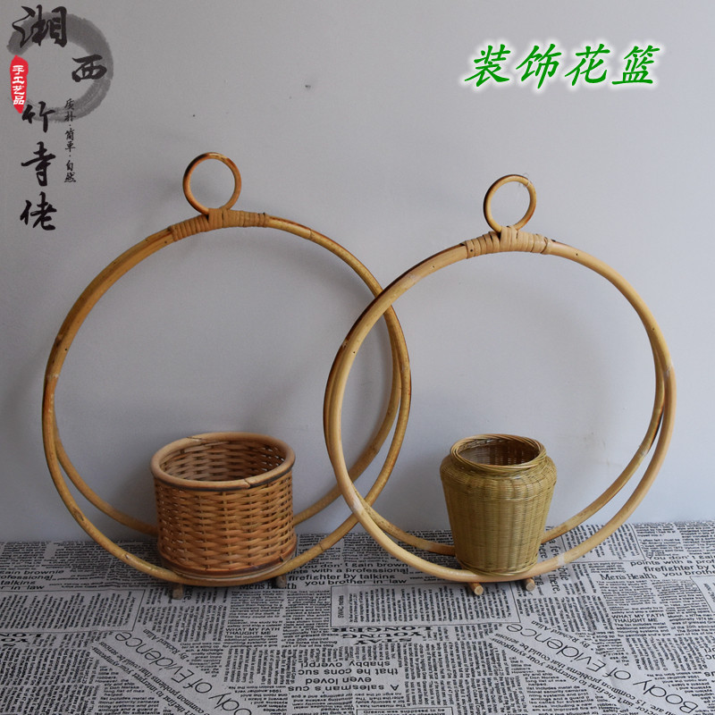 竹编藤编花篮竹筐竹篓多肉植物盆餐厅道具挂篮农具复古特惠