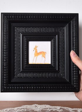 法欧式复古典黑色画框中古风油画装裱外框定相框架摆台挂墙