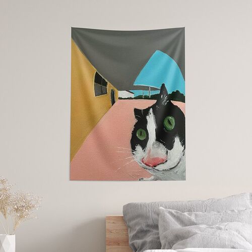 可爱到犯规的猫猫插画挂布装饰宿舍房间背景布挂毯挂画墙