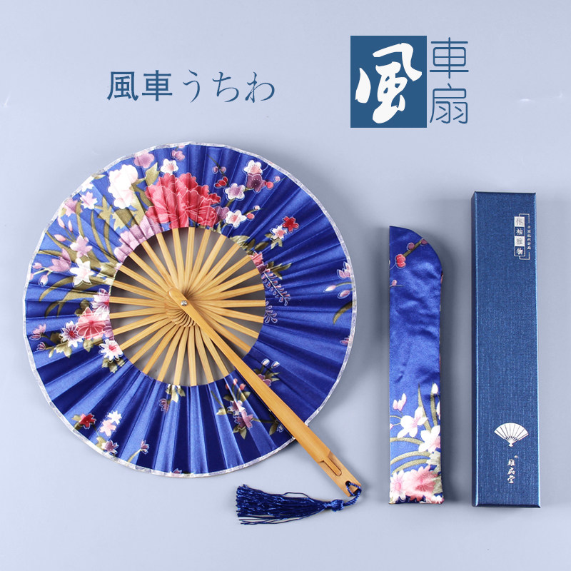 古风儿童团扇日式和风圆形小扇可爱便携折叠扇女式汉服折扇
