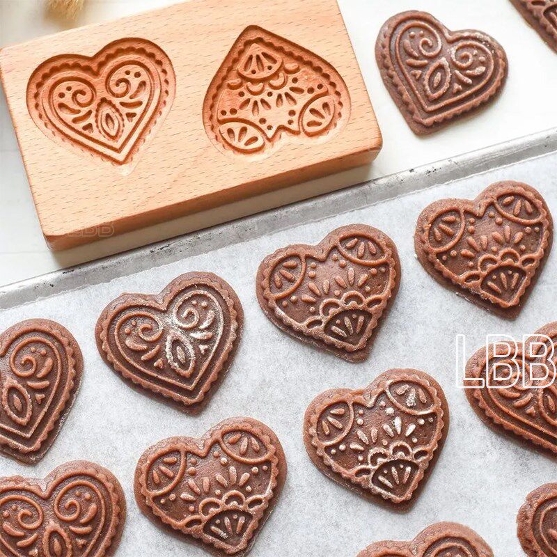 心型爱心巧克力饼干曲奇脆饼印花模具糕点制作磨具cookie mould