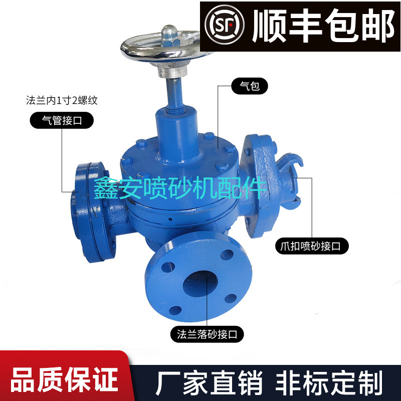 移动喷砂机配件气控磨料调砂阀可调大小出打沙流量控制阀小蘑菇头