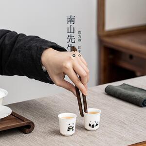南山先生 黑檀木一体茶夹手工家用 茶夹子茶杯镊子功夫茶具配件