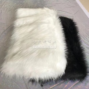 4厘米白色黑色長毛絨布料柜臺(tái)布展示墊布玩具玩偶絨毛布手工面料