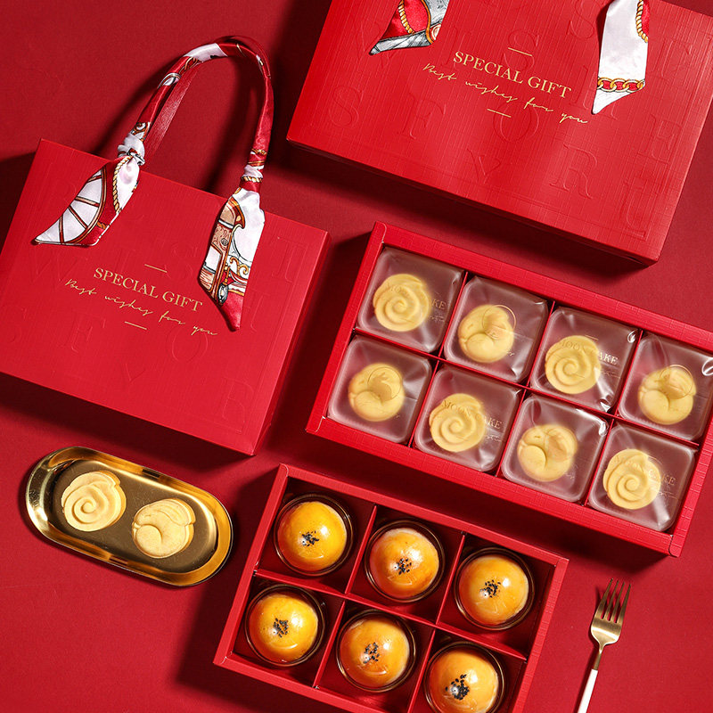 中秋冰皮月饼包装盒礼盒创意高档手提蛋黄酥盒子6粒8粒空盒礼品盒