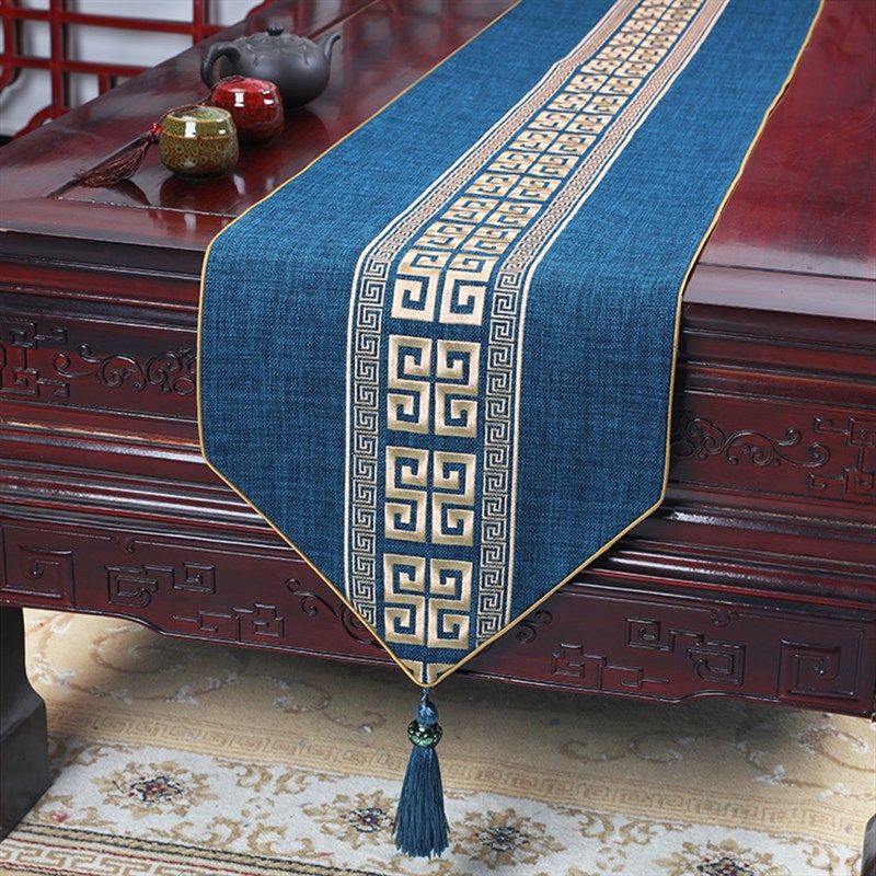 新中式刺绣现代桌旗餐桌电视柜长条布装饰现代客厅红木铺巾,居家布艺,桌旗,淘宝优惠券,粉丝福利购,淘宝优惠卷